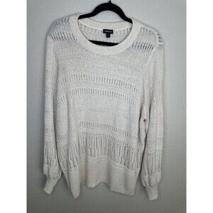 Torrid Sweater Womens 3X Cream Open Knit Pointelle Pullover Long Sleeve Scoop